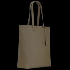 Sac cabas SAINT LAURENT shopping bag  cuir grainé vert kaki