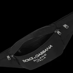 Sac ceinture banane nylon noir logo caoutchouté Dolce & Gabbana Milano blanc
