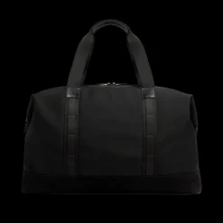 Sac de sport MONCLER Tech imperméable nylon noir bordure cuir logo métal noir