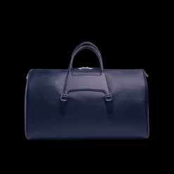 Sac de Voyage 48h SANTONI porté main cuir nylon bleu