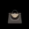 Sac FENDI Peekaboo ISeeU moyen cuir grainé marron foncé