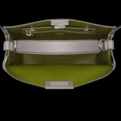 Sac FENDI Peekaboo X-lite cuir gris surpiqué bandoulière