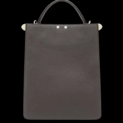Sac FENDI Peekaboo X-Lite Petit cuir grainé marron foncé
