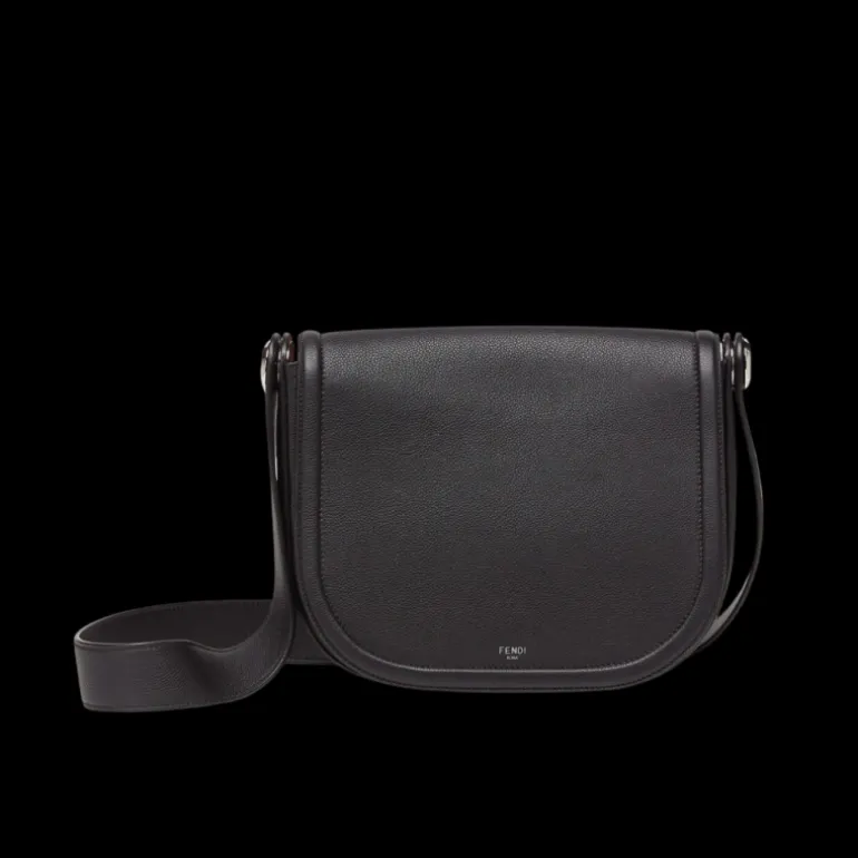 Sac messenger FENDI cuir grainé noir motif clou Fendi Roma