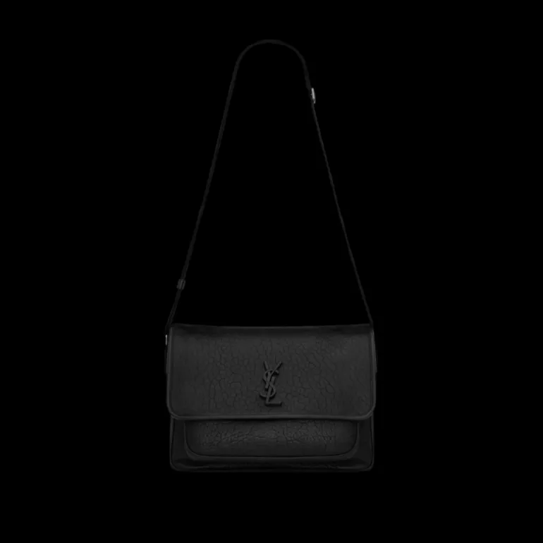 Sac Messenger SAINT LAURENT Niki bandoulière cuir grainé noir