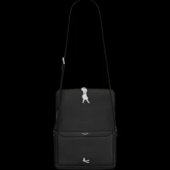 Sac Messenger SAINT LAURENT bandoulière cuir Solferino noir logo YSL argent