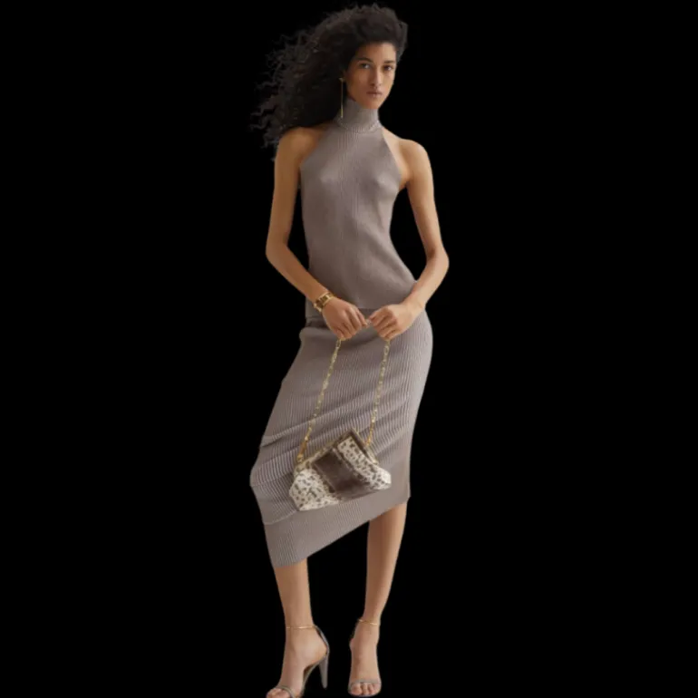 Sac pochette FENDI First petit format cuir karung naturel beige écru