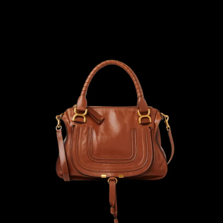 Sac porté épaule CHLOE Marcie cuir veau brillant marron