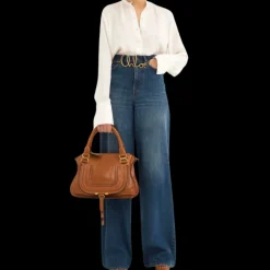 Sac porté épaule CHLOE Marcie cuir veau brillant marron