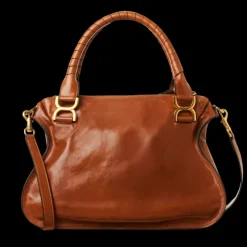 Sac porté épaule CHLOE Marcie cuir veau brillant marron
