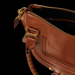Sac porté épaule CHLOE Marcie cuir veau brillant marron