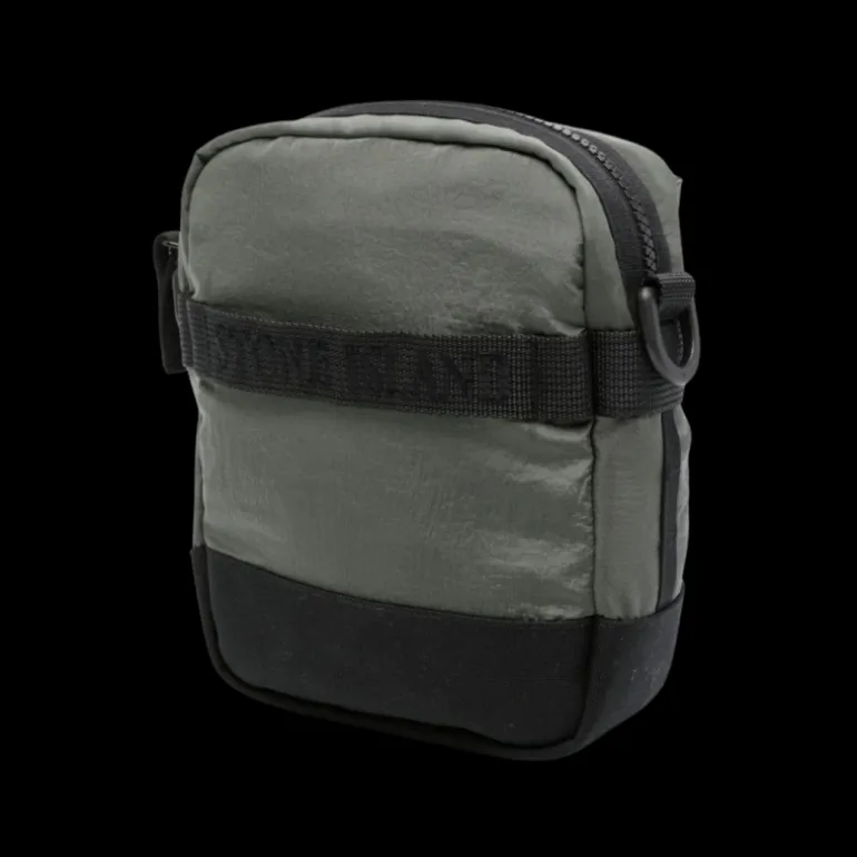 Sacoche STONE ISLAND nylon métal kaki patch logo rose des vents