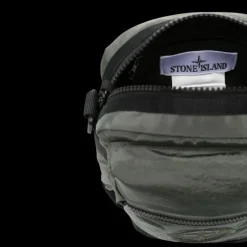 Sacoche STONE ISLAND nylon métal kaki patch logo rose des vents