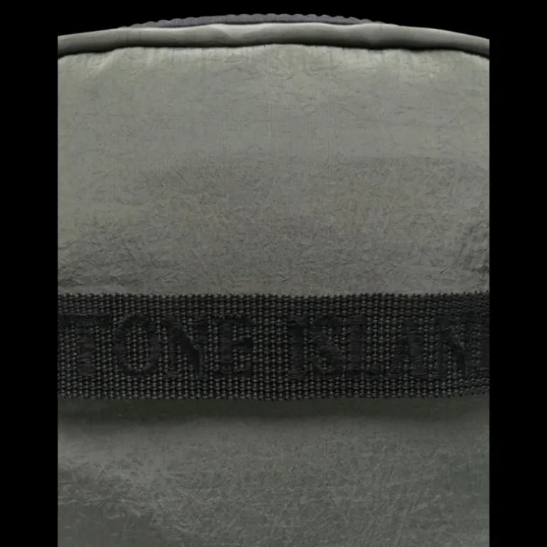 Sacoche STONE ISLAND nylon métal kaki patch logo rose des vents