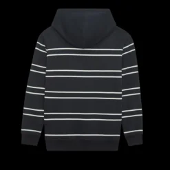 SAINT LAURENT Hoodie coton noir brodé à rayures blanches