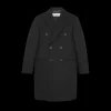 SAINT LAURENT Manteau court croisé laine noire