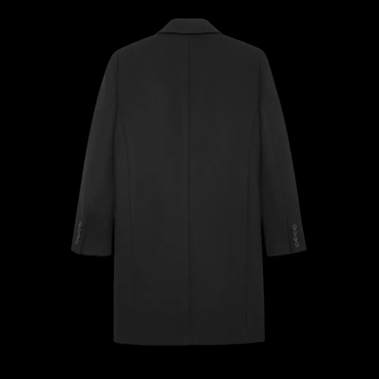 SAINT LAURENT Manteau court croisé laine noire