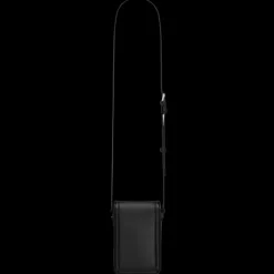 SAINT LAURENT Mini sac smartphone Solferino rabat avant cuir glacé noir fermoir YSL argenté