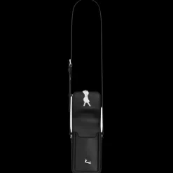 SAINT LAURENT Mini sac smartphone Solferino rabat avant cuir glacé noir fermoir YSL argenté