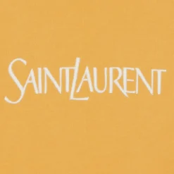 SAINT LAURENT sweat-shirt col rond molleton coton jaune broderie saint laurent