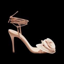 Sandales à talon MAGDA BUTRYM cuir beige lien cheville fleur amovible