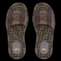 Sandales FENDI Sunshine plateforme tissu rayures Péquin marron