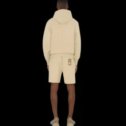 Short ample BURBERRY coton léger beige patch étiquette check beige poche