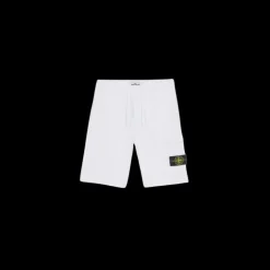 Short cargo STONE ISLAND coton blanc poches cordon taille élastique