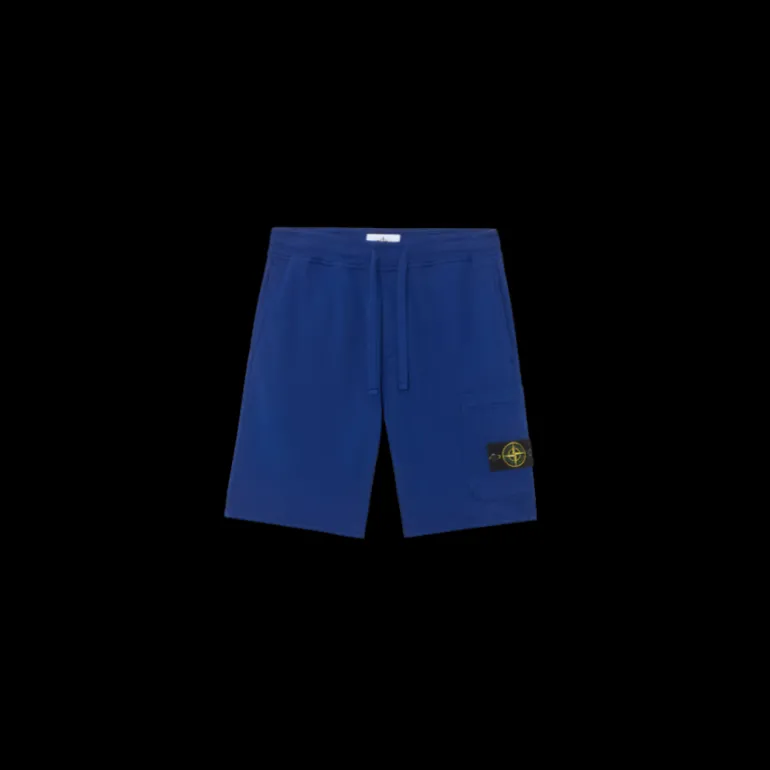 Short cargo STONE ISLAND coton bleu pétrole poches cordon taille élastique