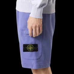 Short cargo STONE ISLAND coton violet lavande poches cordon taille élastique