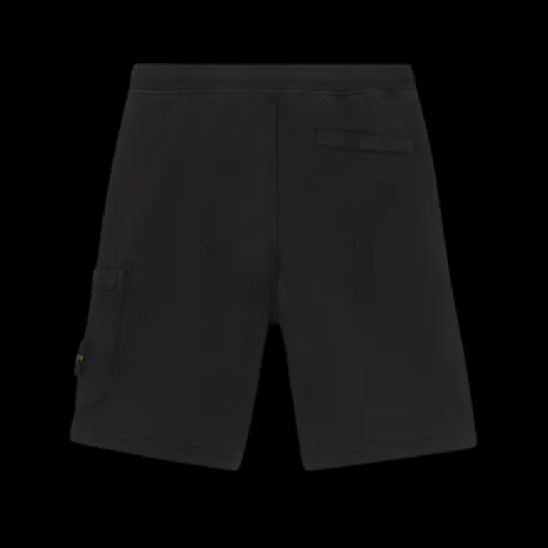 Short cargo STONE ISLAND coton noir poches cordon taille élastique