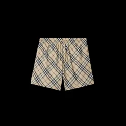 Short de bain à cordon BURBERRY nylon carreaux check beige