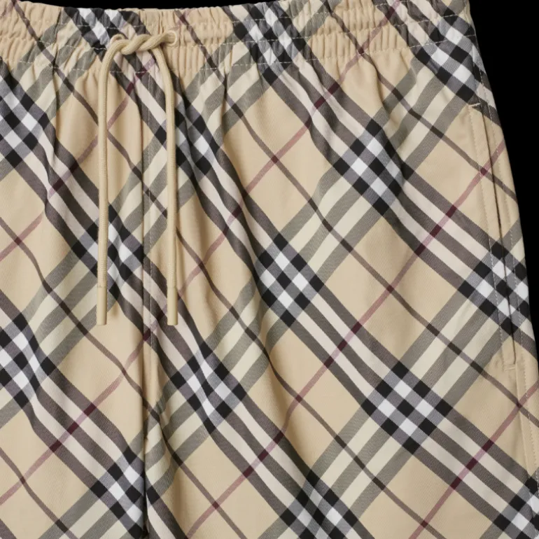 Short de bain à cordon BURBERRY nylon carreaux check beige