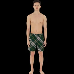 Short de bain BURBERRY à carreaux vert check jaune