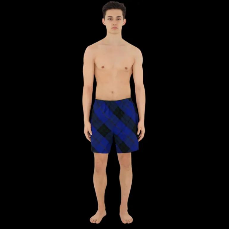 Short de bain BURBERRY à carreaux bleu roi check vert