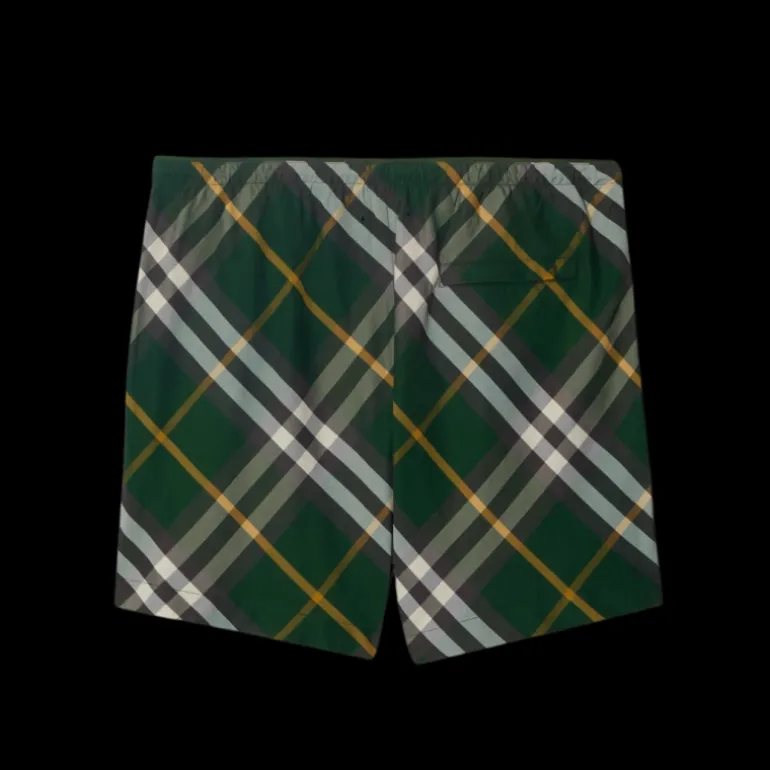 Short de bain BURBERRY à carreaux vert check jaune