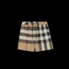Short de bain BURBERRY nylon gros check beige