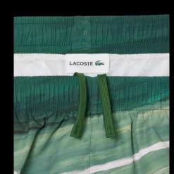 Short de bain LACOSTE nylon séchage rapide imprimé vert Tennis