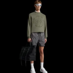 short de bain MONCLER imprimé monogramme gris noir all-over