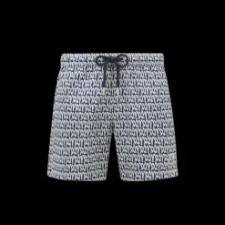 short de bain MONCLER imprimé monogramme gris noir all-over