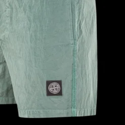 Short de bain STONE ISLAND nylon vert d'eau boutons