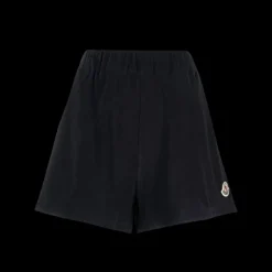 short en velours MONCLER coton bleu marine patch logo