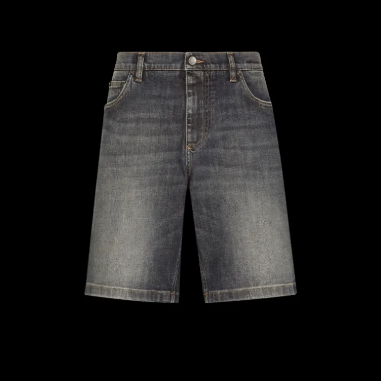 Short jean DOLCE & GABBANA denim stretch délavé bleu clair