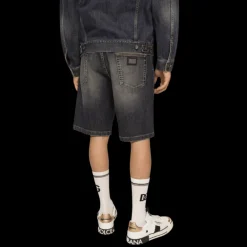 Short jean DOLCE & GABBANA denim stretch délavé bleu clair