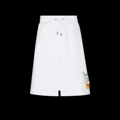 Short jogging DOLCE & GABBANA jersey coton blanc imprimé hawaïen fleurs broderie DG