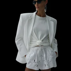 Short MAGDA BUTRYM coton blanc broderie dentelle