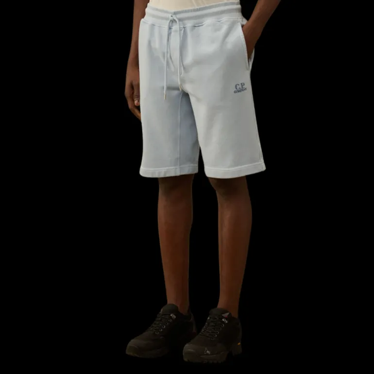 Short molleton CP COMPANY coton bleu ciel logo diagonal