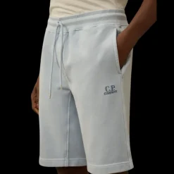 Short molleton CP COMPANY coton bleu ciel logo diagonal