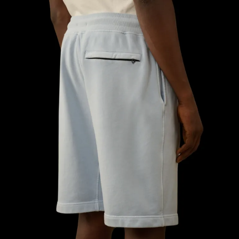 Short molleton CP COMPANY coton bleu ciel logo diagonal