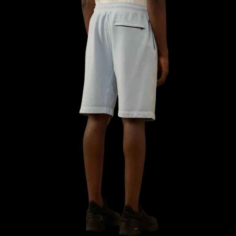 Short molleton CP COMPANY coton bleu ciel logo diagonal